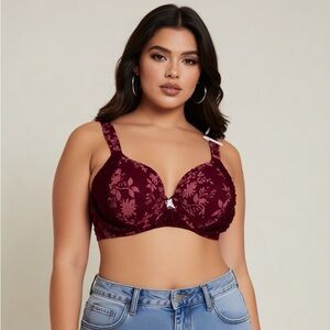Red Floral Bra 42D